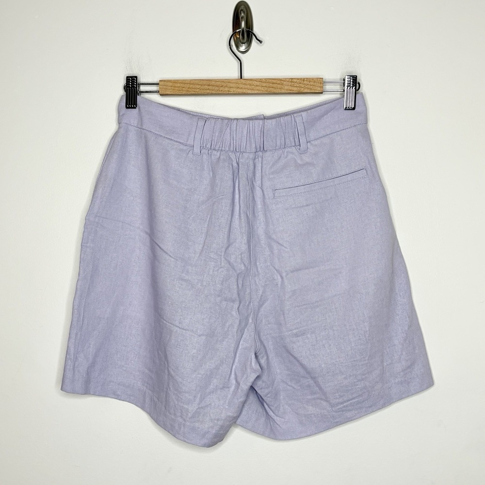 Old Navy Pleated Linen Blend Shorts Lavender Womens M Coastal Preppy High Rise - Picture 4 of 6